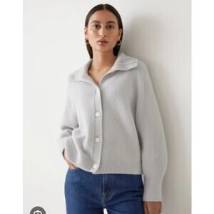 & Other Stories Light Gray Wool Blend Collared Cardigan Sweater Medium